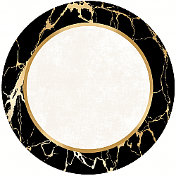 Round rug - Cerasia (black/white/gold)