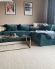 Rug for green sofa