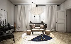 Round rug - Canelli (beige/white/blue)