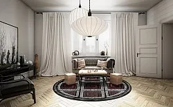 Round rug - Milos (black/red)