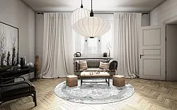 Round rug - Lefkada (white/multi)