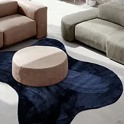 Asymmetric Wavy Shaggy Rug - Aranga Super Soft Fur (dark blue)