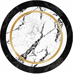 Round rug - Avola (black/white/gold