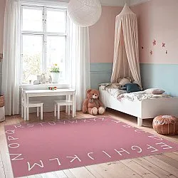 Childrens rugs - Alphabetic Border (pink)