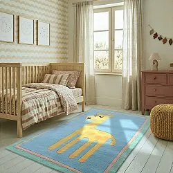 Children's Rug - Giraffe Hand Tufted Wool Premium (light blue/multi)
