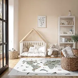 Childrens rugs - Kids World Map (green)
