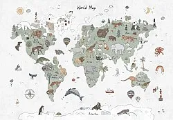 Childrens rugs - Kids World Map (green)