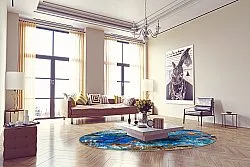 Round rug - Rillo (blue)