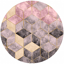 Round rug - Brendola (pink/grey/gold)