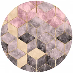 Round rug - Brendola (pink/grey/gold)