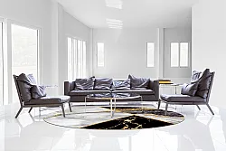 Round rug - Cassa (grey/black/gold)