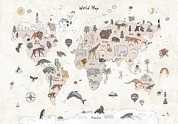Childrens rugs - Kids World Map (beige)