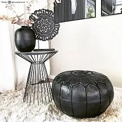 Pouf - Moroccan leather pouf (black)