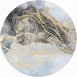 Round rug - Ekual (blue/grey/gold)