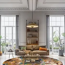 Round rug - Trepito (brown/blue/multi)