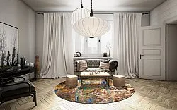 Round rug - Trepito (brown/blue/multi)