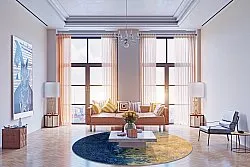 Round rug - Sindia (beige/blue)