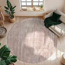 Round rug - Recycled PET with viscose look (light brown)