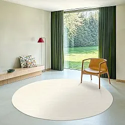 Round rug - Recycled PET with viscose look (offwhite)