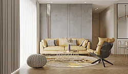 Round rug - Elena (beige/gold)
