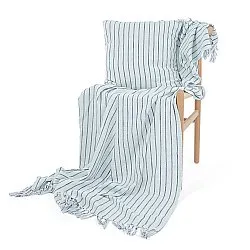 Throws - Rumi stripe cotton throw (light blue/navy/cream)