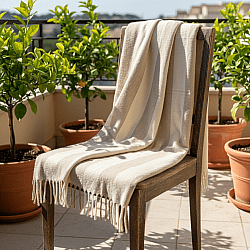 Throws - Wool blend throw - Beatriz Stripe (beige/white)