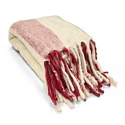 Throws - Wool blend throw - Beatriz Stripe (red/white)