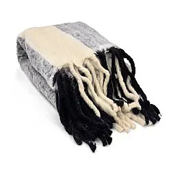 Throws - Wool blend throw - Beatriz Stripe (black/white)