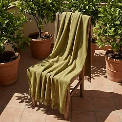 Throws - Cotton throw - Martina Stripe (green/white)