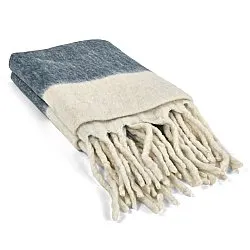 Throws - Plaid in wool mix - Carrie (blue)