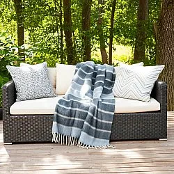 Throws - Plaid in wool mix - Charlotte (blue)