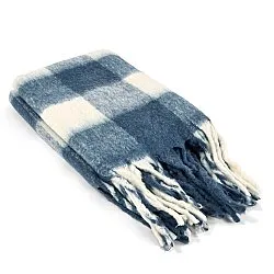 Throws - Plaid in wool mix - Phoebe (blue)