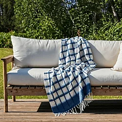 Throws - Plaid in wool mix - Rachel (blue)