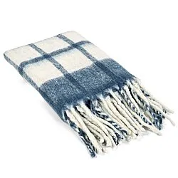 Throws - Plaid in wool mix - Rachel (blue)