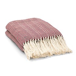 Throws - Cotton throw - Denisa Fishbone (red/white)