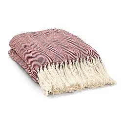 Throws - Cotton throw - Denisa Fishbone (red/white)