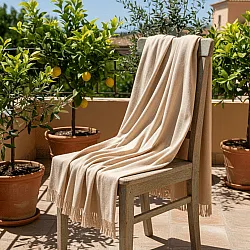 Throws - Cotton throw - Martina Stripe (beige/white)