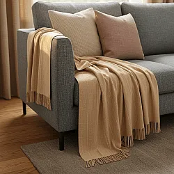 Throws - Cotton throw - Martina Stripe (beige/white)