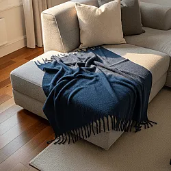 Throws - Wool blend throw - Samantha (navy blue)