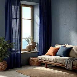 Curtains - Linen curtain Cosmina (blue)
