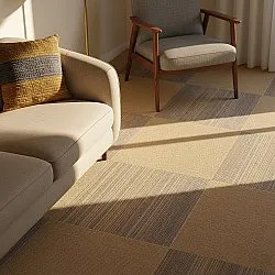 Wall-to-wall carpet - Almeria Carpet tiles 24 pcs (irregularly striped brown)