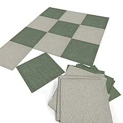 Wall-to-wall carpet - Almeria Carpet tiles 24 pcs (green)