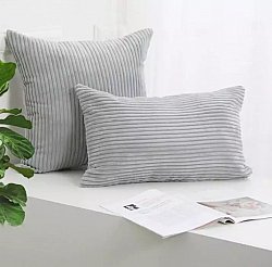 Cushion cover - Striped Velvet 50 x 50 cm (grey)