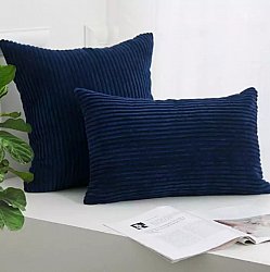 Cushion cover - Striped Velvet 50 x 50 cm (blue)