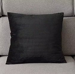 Cushion cover - Striped Velvet 50 x 50 cm (black)