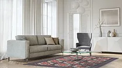 Wilton rug - Florina (grey/blue/orange)