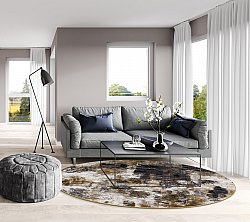 Round rug - Flores (black/brown/white)