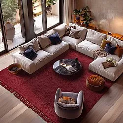 Shaggy rugs - Alba Natural Cotton Shaggy (burgundy)