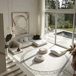 Round rug - Alba Natural Cotton Shaggy (white)