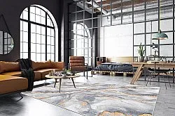 Wilton rug - Genova (grey/white/gold)